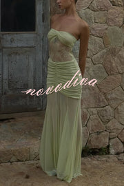 Fashion Lace Splicing Sexy Sleeveless Off-shoulder Slim Maxi Dress
