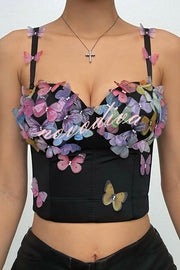 Butterfly Embellished Sexy Sling Backless Top