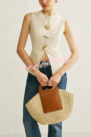 British Elegant Sun-decorated Sleeveless Versatile Vest