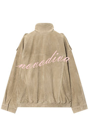 Fashionable Suede Loose Pocket Leather Jacket