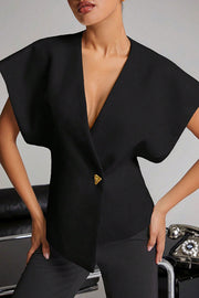 Fashion Button V-neck Asymmetrical Suit Vest