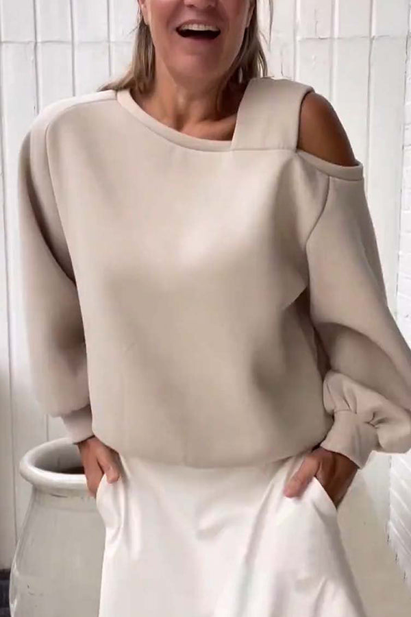 Solid Color Casual Off-shoulder Loose Long-sleeved Sweatshirt