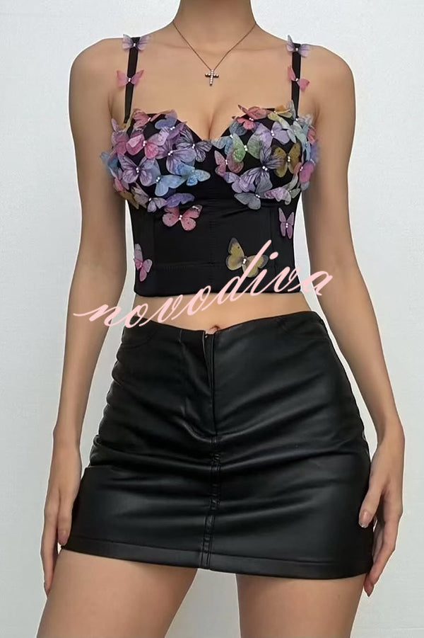 Butterfly Embellished Sexy Sling Backless Top