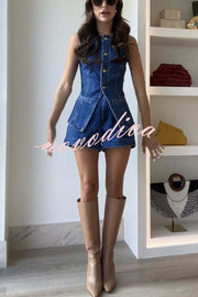 Abel Denim High Waist Relaxed Fit Shorts