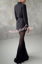 Deep Chic Mesh High Rise Elastic Waist Fishtail Stretch Pants