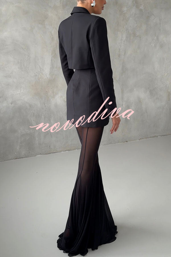 Deep Chic Mesh High Rise Elastic Waist Fishtail Stretch Pants