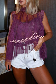 Light and Cute Tulle Lace Inner Wear High Neck Cape Top