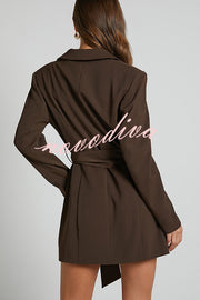 Fashion Pioneer Solid Color Lapel Long Sleeve Lace-up Blazer