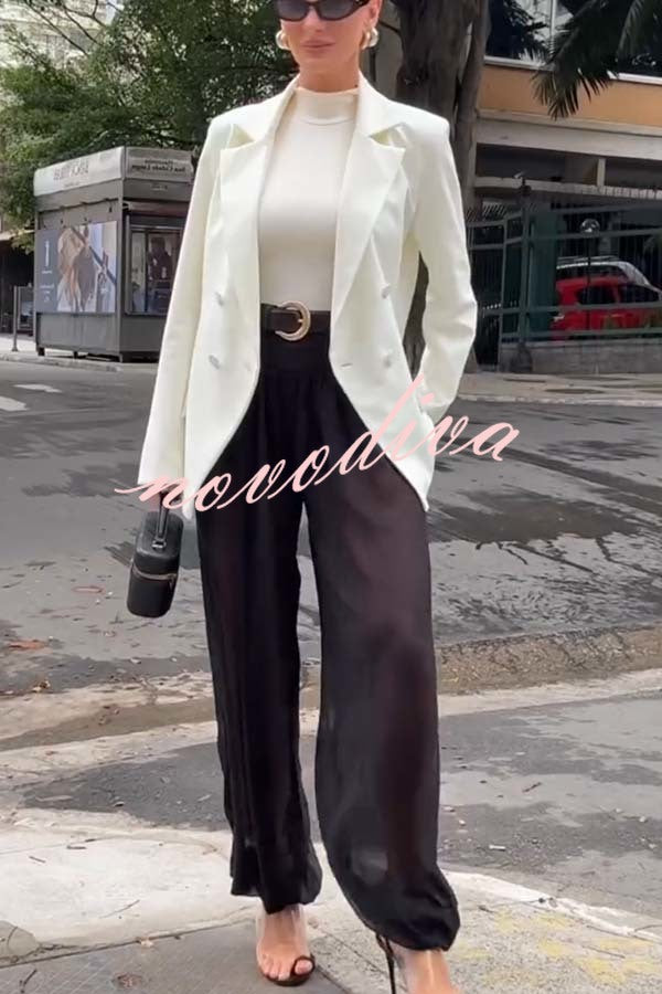 Autumn Avenue Chiffon See-Through Elastic Waist Aladdin Bloomers Pants