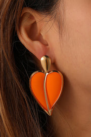 Casual Resort-style Lacquered Color-blocked Heart-shaped Earrings