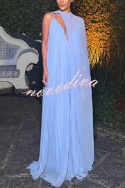 Fairy Comes Chiffon Pleated Cloak A-line Maxi Dress