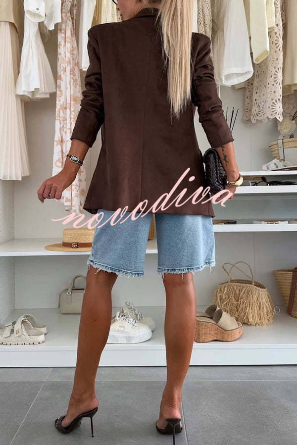 Fashion Denim Pocket Frayed Bermuda Shorts