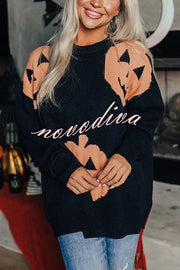 Hey Pumpkin Knit Loose Pullover Halloween Sweater