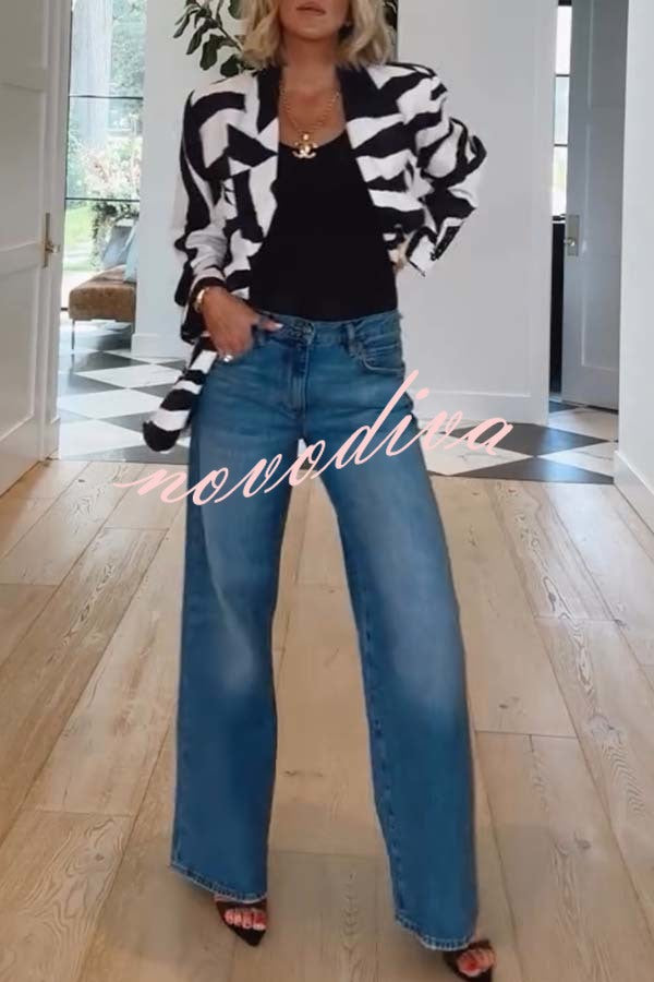Breath of Freedom Animal Print Button Up Long Sleeve Lapel Loose Blazer
