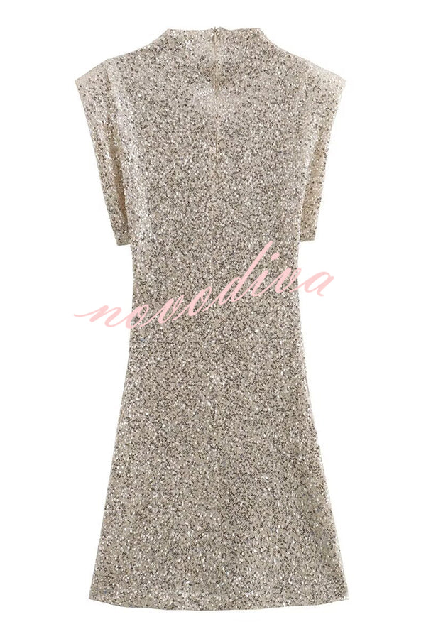 Adorable Sexy Vibes Sequin Wide Sleeve Mini Dress