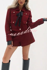 Sweet Dreams Tweed High Rise Pocket Wide Leg Mini Shorts