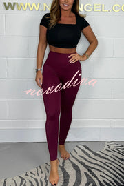 Solid Color High Waist Stretch Slim Fit Pants