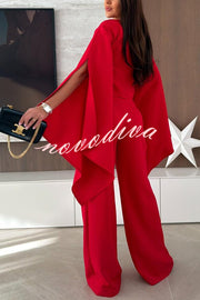 City Atelier Bell Slit Sleeve Top and High Rise Pocket Wide Leg Pants Set