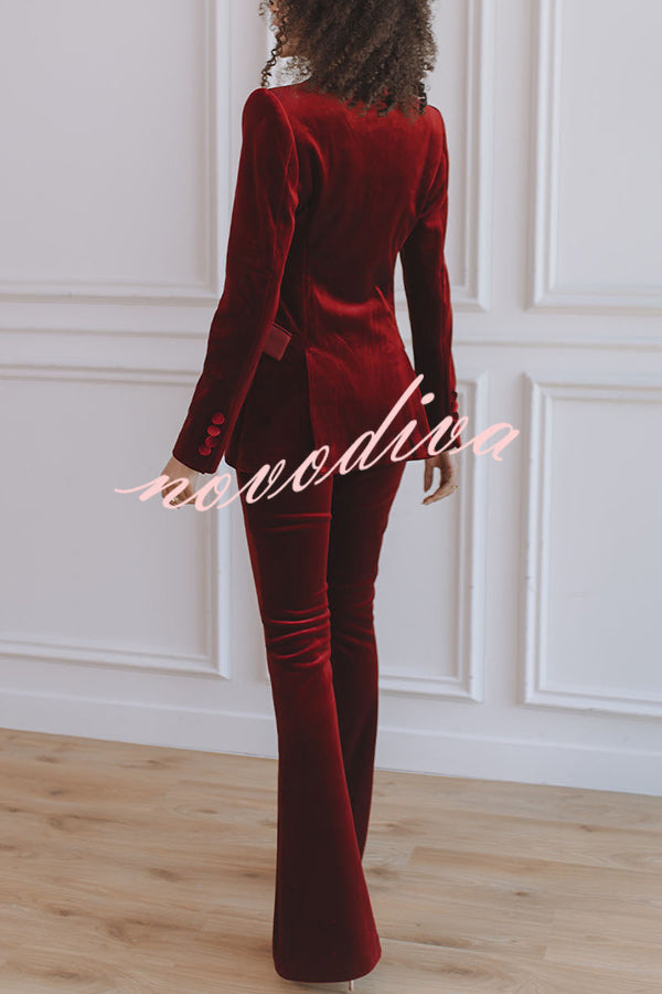 Delicate Daze Velvet High Rise Elastic Waist Flare Pants