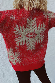 Christmas Pattern Knitted Crew Neck Long Sleeved Sweater