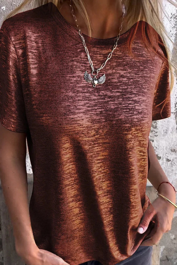 Fashionable Bronzing Round Neck Short-sleeved T-shirt