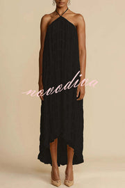 Versatility and Vintage Charm Pleated Drawstring Waist Tiered Maxi Skirt