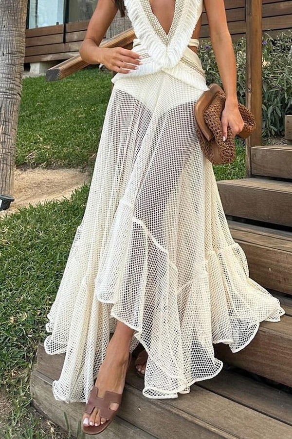 Sexy See-through Mesh Lace Resort Beach Skirt