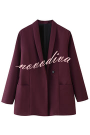 Solid Color Lapel Long Sleeve Casual Pocket Long Blazer