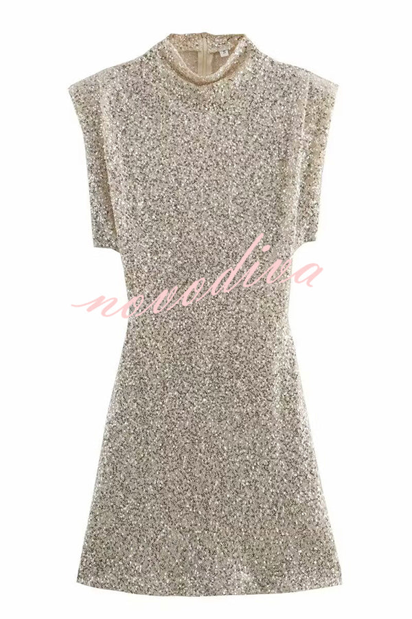 Adorable Sexy Vibes Sequin Wide Sleeve Mini Dress