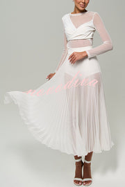 Modern Day Chiffon Pleated High Rise A-line Midi Skirt