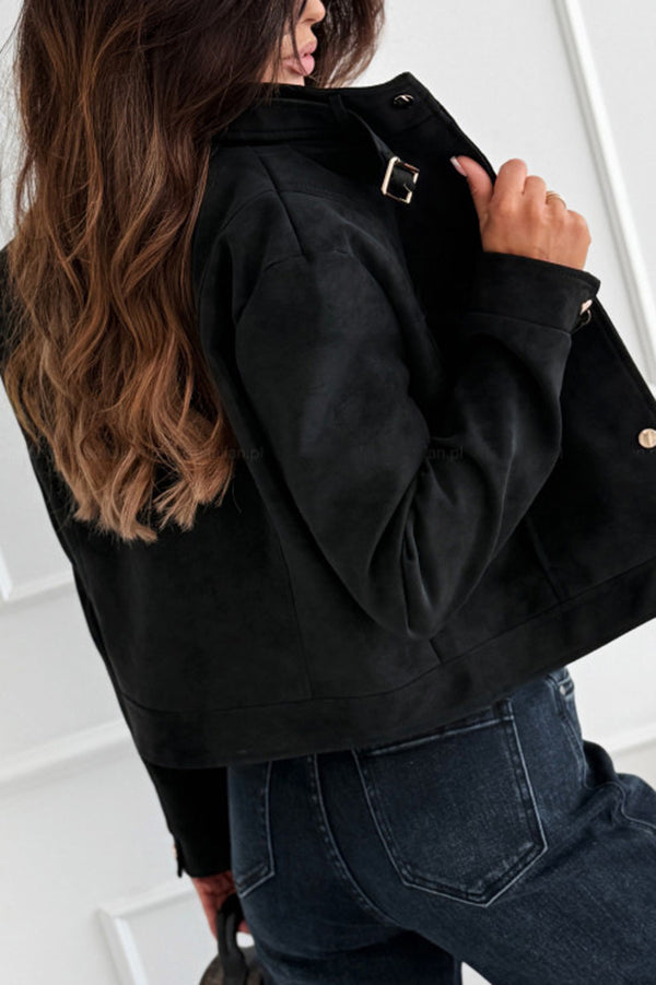Fashionable Metal Button Long-sleeved Casual Short Jacket