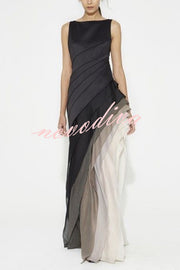 Elegant and Mysterious Tulle Gradient Cascading Design Gown Maxi Dress