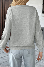 Fashionable Ribbon Bow Decorated Round Neck Loose Sweatshirt