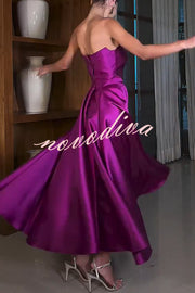 Cinderella's Dream Satin Square Off Shoulder Maxi Dress