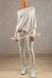 Solid Color Round Neck Long Sleeve Loose Knitted Sweater