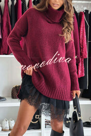 Breezy City Knit Turtleneck Long Sleeve Relaxed Sweater