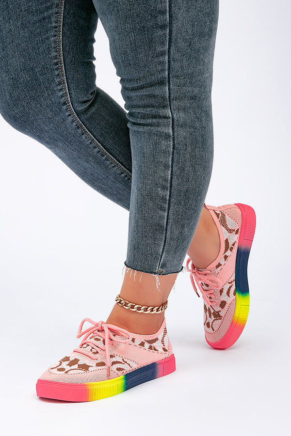 Fashionable Rainbow Bottom Sports Flat Casual Shoes