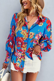 Contrast Unique Print Button Down Long Sleeved Shirt