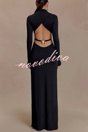 Sexy Backless Long-sleeved Stretch Slim-fit Maxi Dress