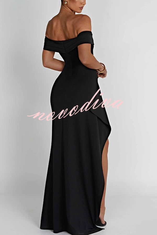 Sexy Lady Off Shoulder High Slit Maxi Dress