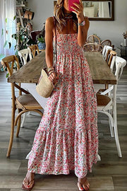 Ready To Vacation Floral Print Smocked Waist Maxi Dress