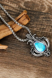 Vintage Moonstone Hollow Water Drop Pendant Necklace