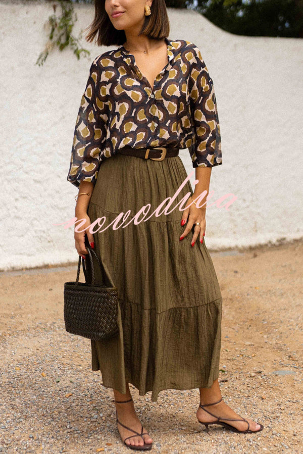 Solid Color Splicing Casual Vacation Maxi Skirt