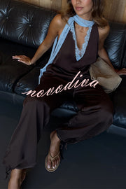 Sunday Social Satin Drawstring Elastic Waist Pocketed Loose Jogger Pants