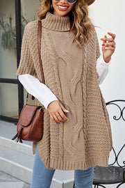 Solid Color Loose Turtleneck Shawl-style Knit Sweater