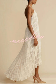 Versatility and Vintage Charm Pleated Drawstring Waist Tiered Maxi Skirt