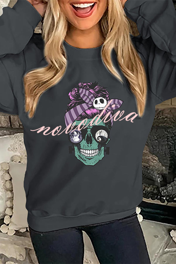 Halloween Creative Printed Round Neck Long Sleeve Sweatshirt