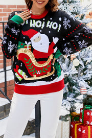 Christmas Print Crew Neck Long Sleeve Sweater