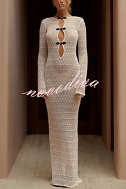 Sexy Backless Long-sleeved Knitted Slim-fit Maxi Dress