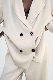 Fashionable Wrinkled Lapel Long-sleeved Loose Blazer